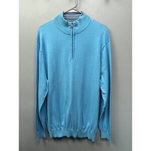 Charleston Threads Sweater Mens XL 1/4 Zip Mock‎ Blue Knit Long sleeve